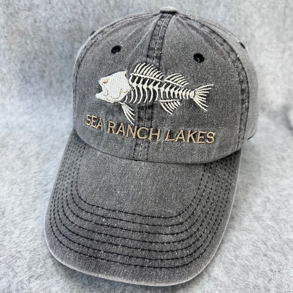 Fish Skeleton Men Gray BJR Classic Headwear Sea Ranch Lakes Hat Cap OSFA